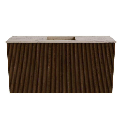 Mondiaz JOYA-DLUX 80cm toiletmeubel - kleur Walnut - Wastafel FAYE positie Midden 1 kraangat kleur Arena. SW1424335