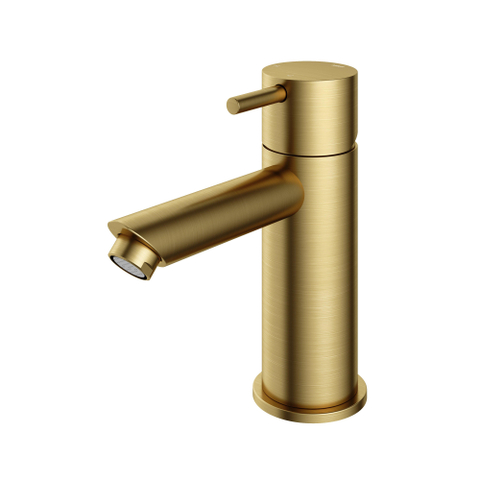 Hotbath Cobber Lage wastafelmengkraan - met rechte uitloop - zonder waste - PVD - geborsteld messing (goud) SW229633
