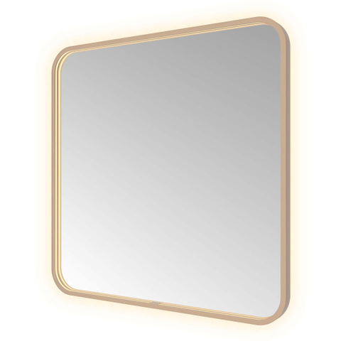 Hotbath &MORE Spiegel - 80x80cm - direct en indirect LED - spiegelverwarming - color changing - dimbaar - met afstandsbediening - PVD - geborsteld koper SW1246093