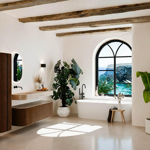 MONDIAZ THOR-DLUX 150cm meuble de salle de bains arrondi gauche + droite couleur Walnut avec 1 tiroir et 2 portes. Vasque suspendue CLOUD Gauche sans trou de robinet couleur Arena. SW1464742