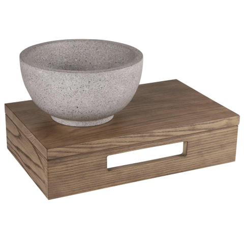 Differnz fonteinplank 40x25x10cm rechthoek met handdoekhouder eiken OUTLETSTORE STORE44612