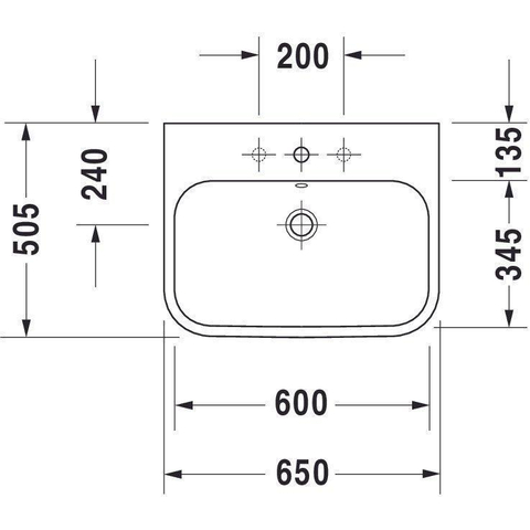 Duravit Happy D.2 Meubelwastafel - geslepen - met overloop - met 1 kraangat - 65x50.5cm - wit SW54325