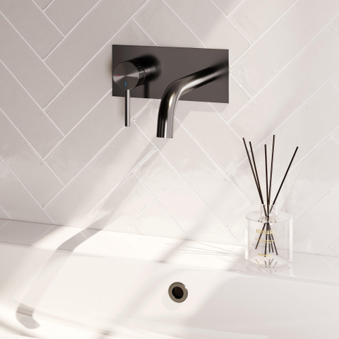 BRAUER Stripe Mitigeur de lavabo encastré - bec verseur courbé et rosace - modèle A2 - gunmetal brossé PVD SW1434960