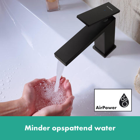 Hansgrohe Tecturis E Fonteinkraan - 80 met rechte greep - voor koud water of vooraf ingestelde watertemperatuur - zonder waste - mat zwart SW918797