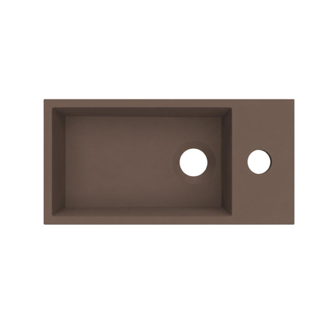 Arcqua Flair fontein - 36x18x9cm - cast marble - 1 kraangat - rechts - mat chocola SW1584220