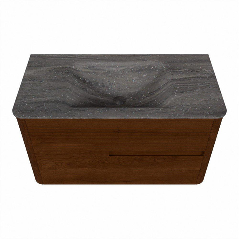 Mondiaz CIRO-DLUX Badkamermeubelset - 90x45x50cm - Solid surface wastafel Oza - 1 wasbak Midden - zonder kraangaten - 2 lades - Ruby SW1532110