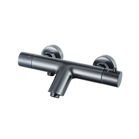 Fortifura Calvi thermostatische badkraan - PVD - geborsteld gunmetal (antraciet) SW720225