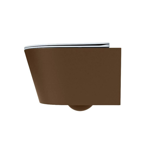 Mondiaz LAVIE hangtoilet – spoelrandloos – 36 x 53 cm – met softclose zitting – Rust (bruin), zitting Clay (lichtblauw/grijs) SW1208592