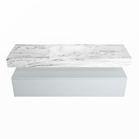 Mondiaz ALAN-DLUX Ensemble de meuble - 150cm - meuble Clay mat - 1 tiroir - Lavabo Cloud Glace suspendu - vasque Centre - 1 trou de robinet SW806208