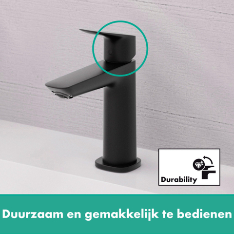 Hansgrohe Logis Fine - 1 greeps wastafelkraan - 100 - coolstart - zonder afvoer - mat zwart SW918273