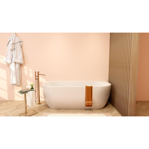 Wiesbaden Liora Half - vrijstaand ligbad - 170x75cm - acryl - met waste - glans wit SW1158951