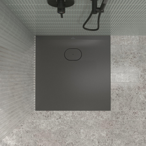 Villeroy & Boch Ecora douchebak - 80x80x3.5cm - afvoer korte zijde - anthracite (antraciet) SW1558926