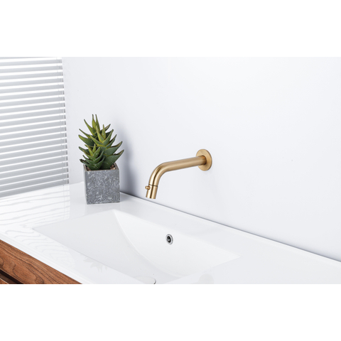 Fortifura Calvi Fonteinkraan - inbouw - uitloop - 19.5cm - inkortbaar - PVD - geborsteld messing (goud) SW1108830