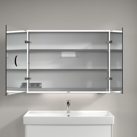 Villeroy & Boch My View Now My view spiegelkast - 100x75cm - 2 deuren - 2 contactdoos LED - zilver SW641581