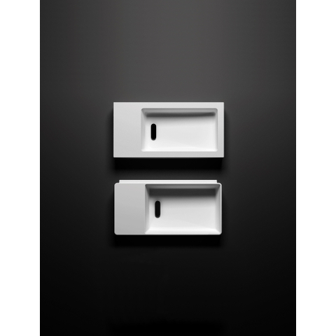 Clou New Flush 3 lave-mains 35x18cm avec bonde d'évacuation pré-perçage pour trou de robinet à gauche Blanc mat SW398987