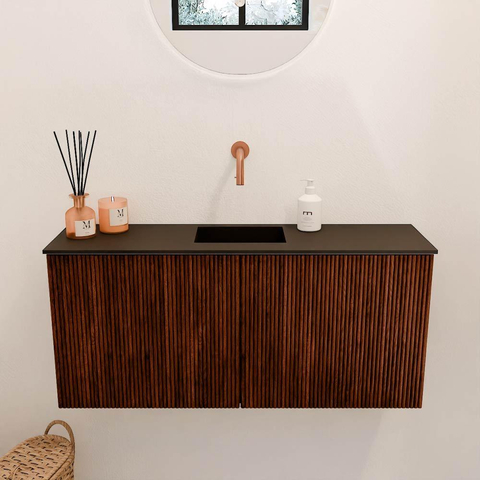 Mondiaz JOYA 90cm meuble de salle de bains - couleur Ruby - Vasque FAYE position Milieu Sans trou de robinet couleur Urban SW1421851