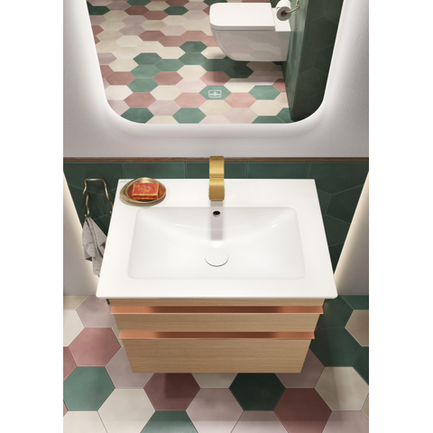 Villeroy & Boch venticello wastafel - met 1 kraangat - 65x50cm (geschikt - voor 3 kraangaten) - met overloop CeramicPlus - White Alpine (glans wit) 1025145