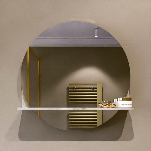 Mondiaz SPOT miroir – Ø 50 cm – avec tablette – Frappe (marbre beige) SW1235629