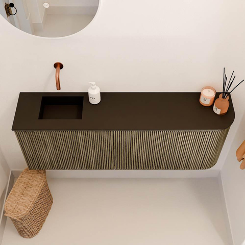 Mondiaz JOYA 111.6cm meuble de salle de bains - arrondi droit couleur Dusk - Vasque FAYE position Gauche Sans trou de robinet couleur Urban SW1421741