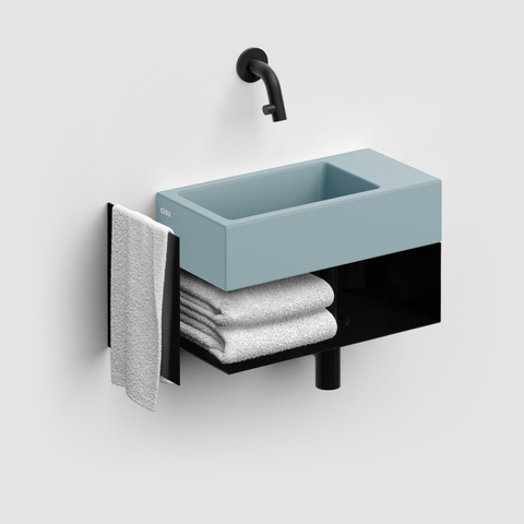 Clou Flush 3 fontaine 36x18cm sans trou de robinet à droite bleu mat cér. SW795721