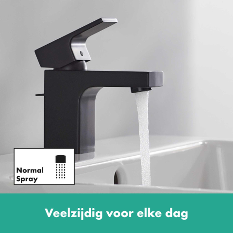 Hansgrohe Vernis Shape 1 greeps wastafelkraan - 70 zinc - met trekwaste - mat zwart SW651673