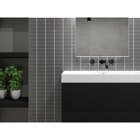 The Mosaic Factory Sevilla mozaïektegel - 30x30cm - 8mm - rechthoek - mat black (zwart) SW524001