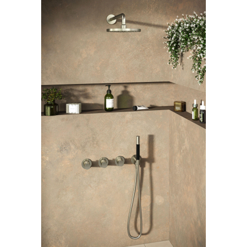 Hotbath Cobber IBS70 Regendoucheset - inbouw - 38.5cm wandarm - 20cm ronde hoofddouche - staafhanddouche - geborsteld nikkel (RVS) SW677985