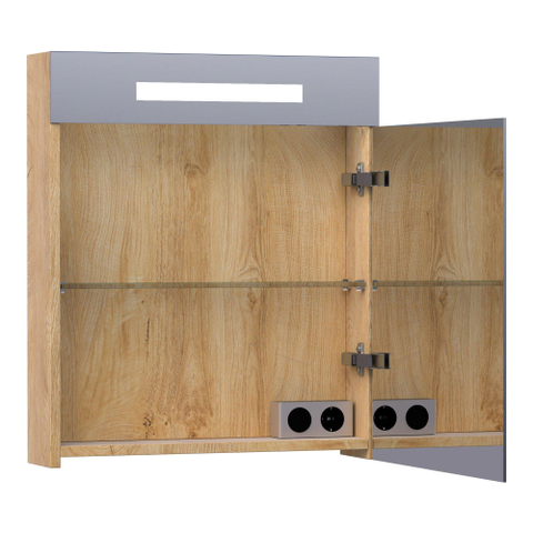BRAUER Promise Deluxe armoire de toilette - 60x70x15cm - avec éclairage direct 1 porte miroir double face à droite Forest Tan SW371728