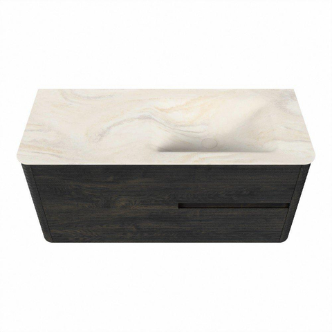 Mondiaz CIRO-DLUX Badkamermeubelset - 110x45x50cm - Solid surface wastafel Ostra - 1 wasbak Rechts - 1 kraangat - 2 lades - Shadow SW1532466