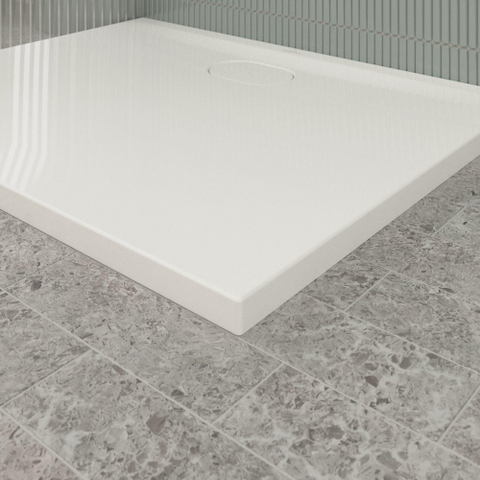 Villeroy & Boch Ecora douchebak - 100x80x3.5cm - afvoer lange zijde - white alpine (wit) SW1558975