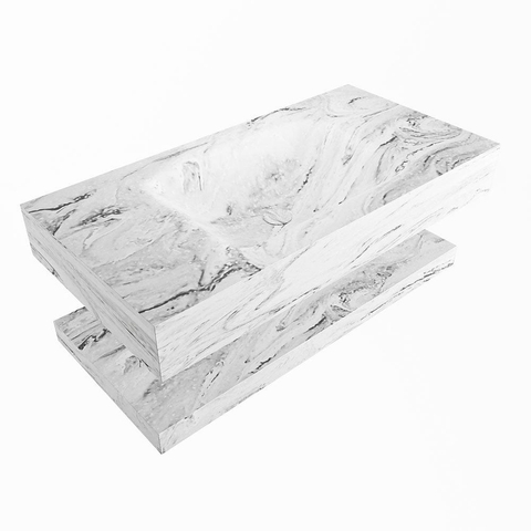 Mondiaz ALAN-DLUX Ensemble de meuble - 90cm - meuble Glace mat - 0 tiroirs - Lavabo Cloud Glace suspendu - vasque Centre - 1 trou de robinet SW809190