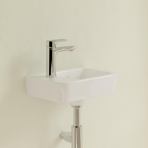 Villeroy & Boch O.novo fontein - 36x25cm - 1 kraangat links - met overloop CeramicPlus - White Alpine (glans wit) SW448500