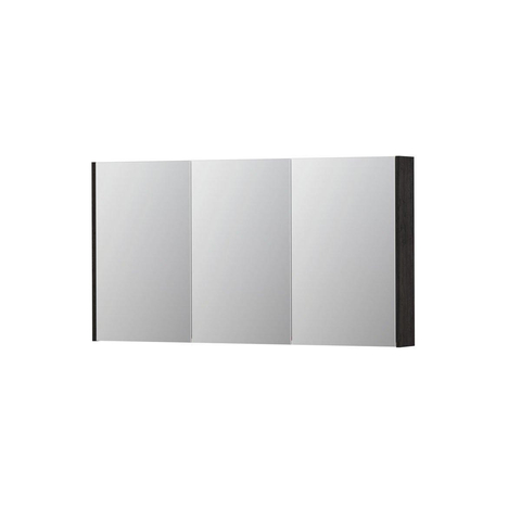 INK SPK2 spiegelkast – 140x74x14 cm – 3 deuren, dubbelzijdige spiegeldeuren – Houtskool eiken SW439915