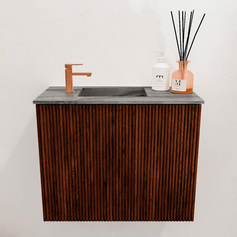 Mondiaz JOYA-DLUX 50cm toiletmeubel - kleur Ruby - Wastafel FAYE positie Links 1 kraangat kleur Sombra. SW1425645