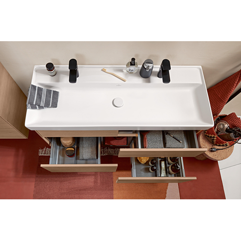 Villeroy & Boch Collaro meubelwastafel - 120x47cm - zonder overloop - 2 kraangatenen - Stone White (mat wit) SW358331