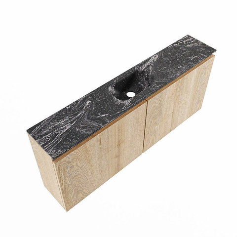 MONDIAZ TURE-DLUX Meuble de toilettes 120 cm Chêne lavé. Lavabo EDEN Lava position milieu. Avec 1 trou de robinet. SW1104107