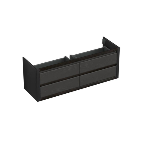 Forzalaqua Gela 2.0 meuble sous-lavabo 160x51x60cm avec 4 tiroirs sans poignées à fermeture douce Chêne massif Black oiled SW492308