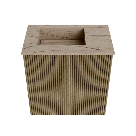 Mondiaz JOYA-DLUX 40cm toiletmeubel - kleur Dusk - Wastafel FAYE positie Links Zonder kraangat kleur Arena. SW1425723
