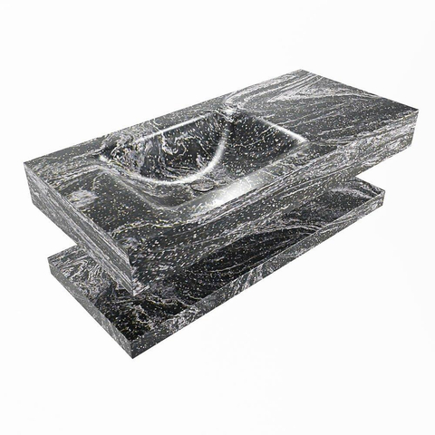 MONDIAZ ALAN - DLUX Badkamermeubelset - 100cm - planchet - Lava - vrijhangende wastafel - wasbak links - 1 kraangat - Lava SW809221