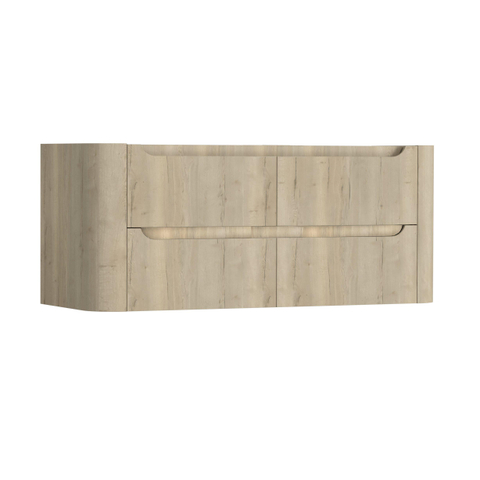 H&R Badmeubelen Juice Meuble sous vasque - 120x45x50cm - coins arrondis - 4 tiroirs - poignée intégrée - French oak SW1489975