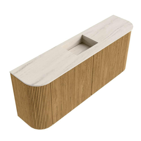 Mondiaz JOYA-DLUX 103.2cm meuble de salle de bains - arrondis gauche et droite couleur Chêne - Vasque FAYE position Milieu Sans trou de robinet couleur Meli. SW1423979