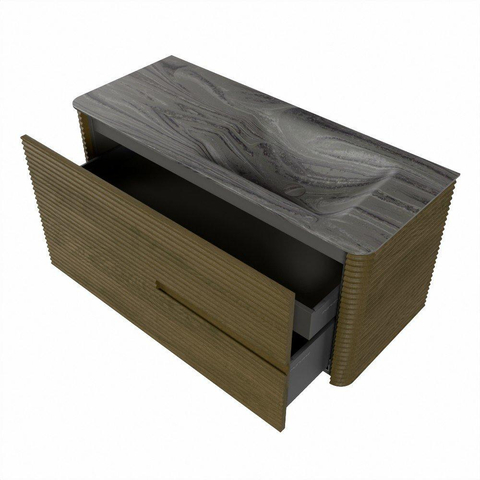 Mondiaz CIRO-DLUX Ensemble de meubles de salle de bains - 110x45x50cm - Plan vasque en solid surface Sombra - 1 vasque à droite - 1 trou de robinet - 2 tiroirs - Dusk SW1533396