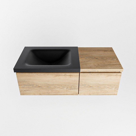 MONDIAZ BUKLA meuble de salle de bain 100cm avec module 40 couleur Chêne blanchi avec 2 tiroirs. Lavabo CLOUD gauche 1 trou de robinet couleur Urbaine. SW1382029