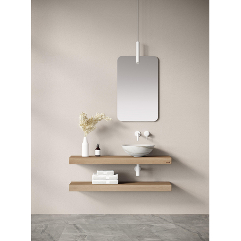 Looox Wood collection Duo étagères murales 120x46cm - 2 pièces - Avec porte-serviettes noir mat - chêne massif gris ancien SW73134