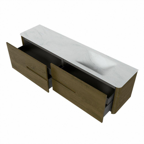 Mondiaz CIRO-DLUX Ensemble de meubles de salle de bains - 190x45x50cm - Lavabo en solid surface Opalo - 1 vasque à droite - 1 trou de robinet - 4 tiroirs - Dusk SW1532924