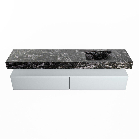 Mondiaz ALAN-DLUX Ensemble de meuble - 200cm - meuble Clay mat - 2 tiroirs - Lavabo Cloud Lava suspendu - vasque Droite - 1 trou de robinet SW808587
