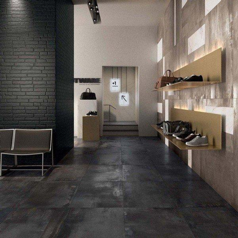 ÉCHANTILLON Ceralto Kubico Carrelage sol et mur 80x80cm 9mm rectifié R10 grès cérame Dark SW911834