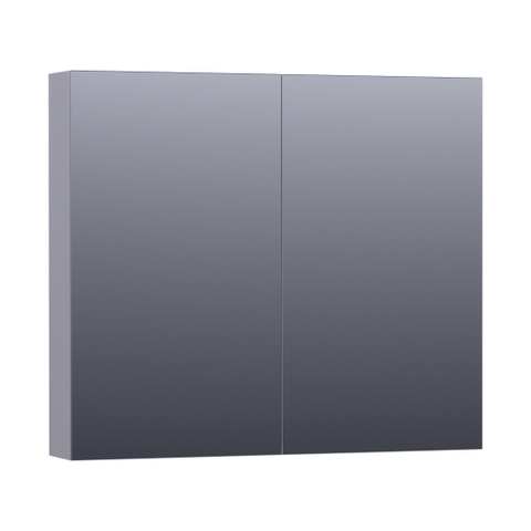 BRAUER Impress Deluxe armoire de toilette - 80x70x15cm - éclairage interne et externe - 2 portes miroir double face - gris mat SW371807