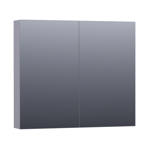 Saniclass Dual Spiegelkast - 80x70x15cm - 2 links- rechtsdraaiende spiegeldeur - MDF - mat grijs SW371807