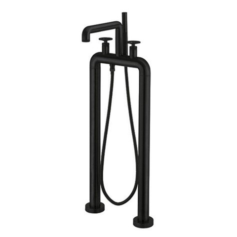 Crosswater Union Vrijstaande Badmengkraan - staand - handdouche - wiel - gecoat zwart mat SW968289